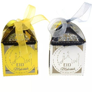 Eid Mubarak Favor Box Gold Silber Laser Cut Lolly Geschenk Dekoration Pralinen