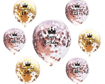 18th 21st 30th 40th 50th 60th Birthday Party Decorations Confetti Balloons Gold Rose Gold