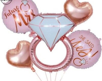 She Said Yes Engagement Bridal Shower Decorations Balloons Hens Kitchen Tea Bachelorette Rose Gold Ring Balloon