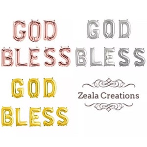 God Bless Balloon Banner Bunting Baptism Christening Communion Confirmation Baby Shower Decorations Gold Rose Gold Silver