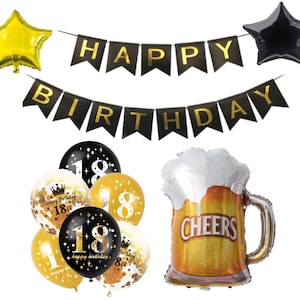 18e anniversaire Décorations Ballons Cheers à 18 ans Bière Confetti Ballons