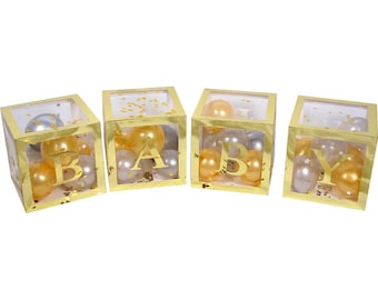 Scatole Decorazione Baby Shower | 4 Pezzi Con Lettere BABY | Per Feste Gender Reveal E Battesimo - Foto 9