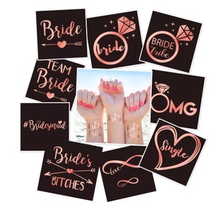 Hens Party Tattoos Bride to Be Bridesmaid Bridal Shower Decorations Rose Gold Bachelorette Party Kitchen Tea