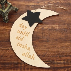 Ramadan Mubarak Decorations Wood Hanging Days Until Eid Inshallah Count Down Banner Calendar