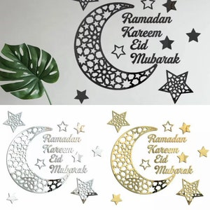 Ramadan Kareem Eid Mubarak Acrylic Wall Stickers Wallpaper Decorations Ornament Boxes Balloons Banner Hajj Umrah