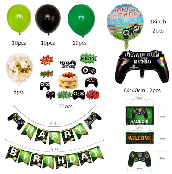 Gaming Birthday Party Decorations Balloons Banner Cup Cake - Etsy