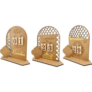 Ramadan Mubarak Decorations Wood Hanging Days Until Eid Inshallah Count Down Banner Calendar