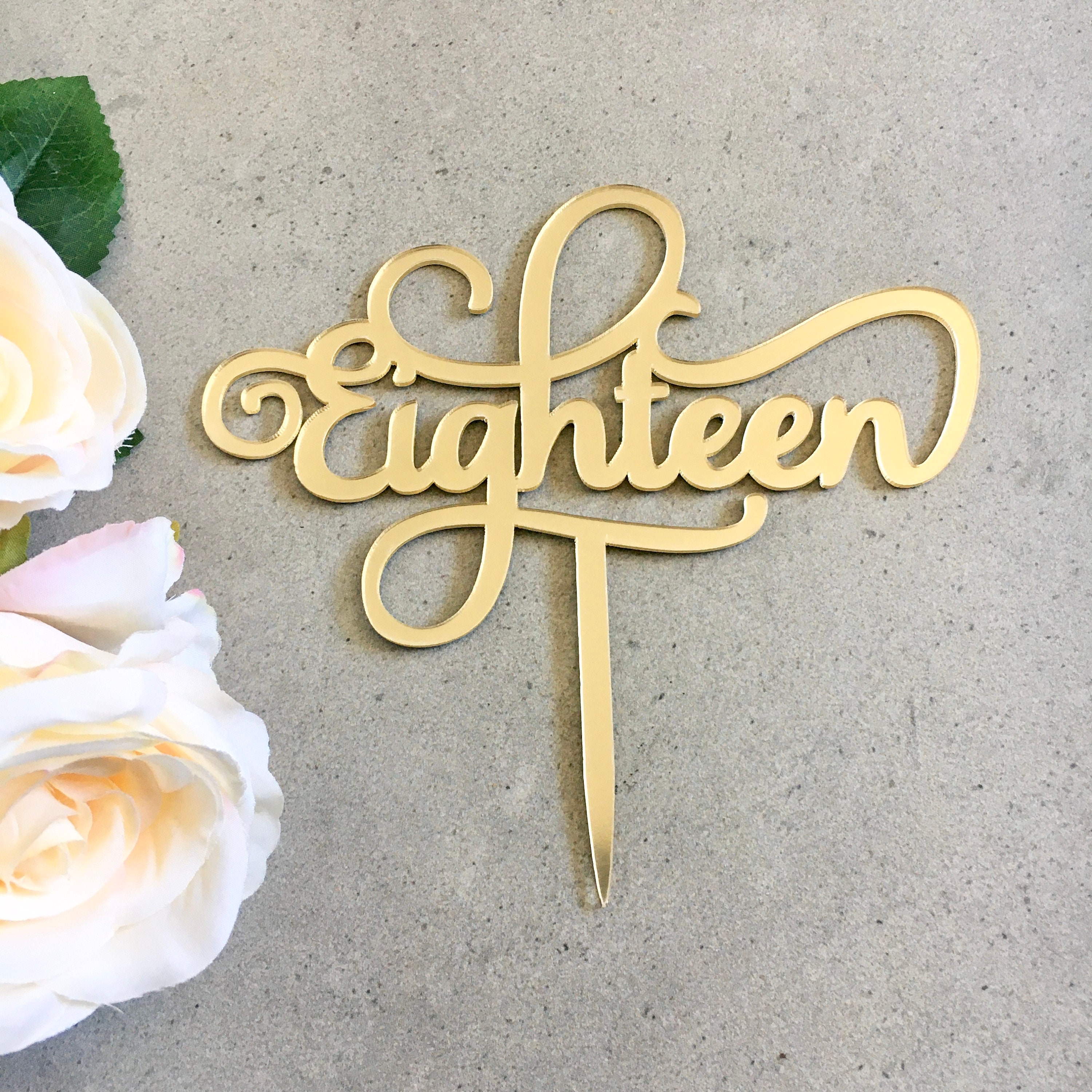 Eighteen 18th Birthday Acrylic Cake Topper Mirror Gold Decorations - Etsy