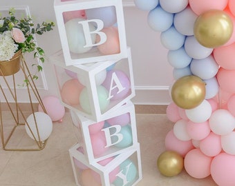 Baby Boxes Cube transparent Balloons Clear Baby Shower Gender Reveal Decorations Oh Baby Box Balloons Decorations