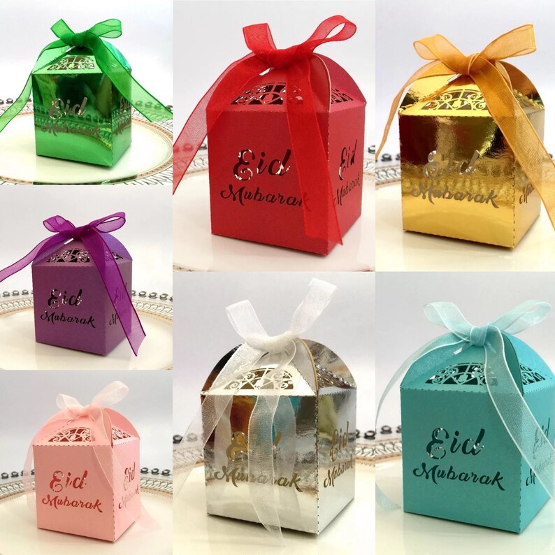 10 Eid Mubarak Favour Box Decoration Ramadan Lolly Gift Boxes Etsy