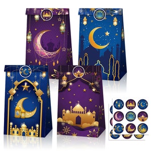 12 Eid Mubarak Lolly Bag Treat Chocolate Boxes Gift Favour Party Decorations