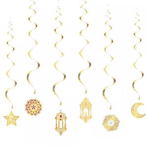 Ramadan Kareem Eid Mubarak Decorations Hanging Swirls Banner Wall Umrah Hajj