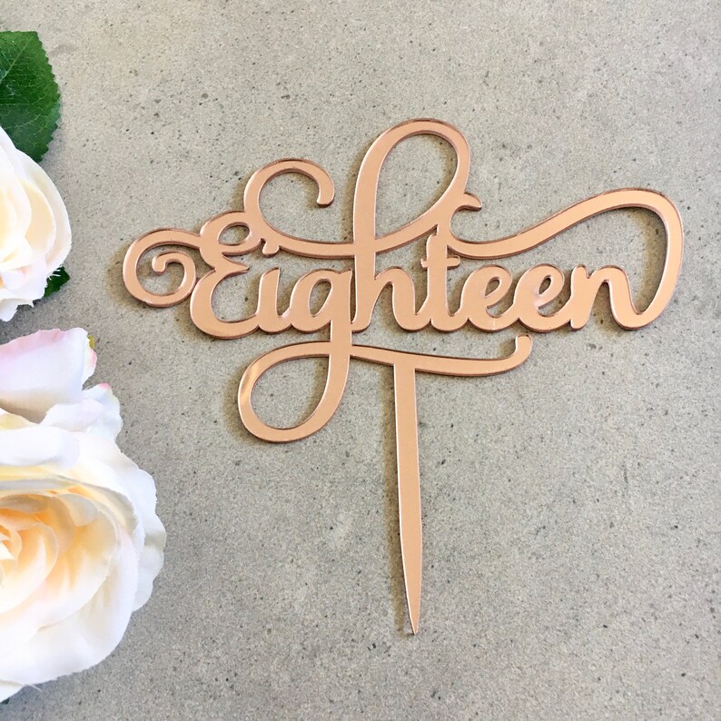 Eighteen 18th Birthday Acrylic Cake Topper Mirror Gold Decorations - Etsy