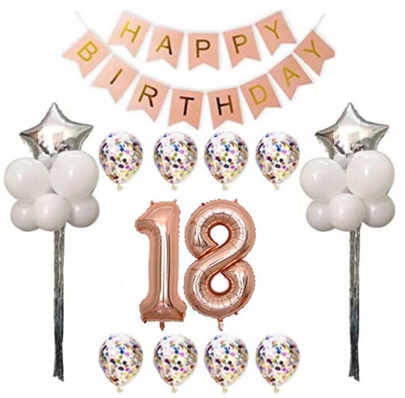 18th Birthday Decorations for Boys Girls, 18th Birthday Balloons with 18th  Happy