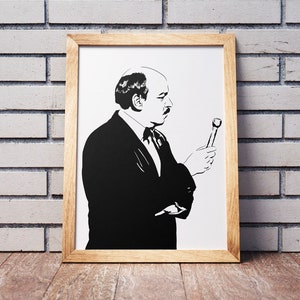 Mean Gene Okerlund Art Print - Póster original de la legendaria lucha libre Entrevistador / fan gift / comentarista anfitrión / cadena de hamburguesas
