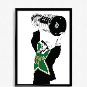 Mike Modano Art Print - Original Illustration of the Dallas Stars Legend // Texas hockey fan // hockey gift // gifts for him // Stanley Cup