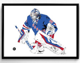 Henrik Lundqvist Art Print - Awesome Illustration of the Swedish Goalie // Rangers fans // new yorker gift // King Henrik poster