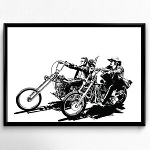 Easy Rider Art Print - Original Illustration of the Pop Culture Classic // gifts for him // motorcycle lover // Peter Fonda & Dennis Hopper