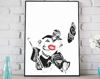 Patrick Roy Art Print - Awesome Illustration of the Legendary Goalie Patrick Roy // canadiens fans // hockey gift // gifts for him