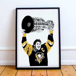 Mario Lemieux Art Print - Original Illustration of the Pittsburgh Penguins Legend // Pens fan // hockey gift // gifts for him // Stanley Cup