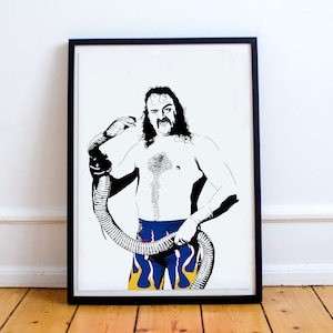 Jake the Snake Art Print - Original Illustration of Jake Roberts // pro wrestling legend // fan gift // DDT // All Elite // python cobra