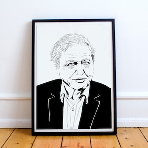 David Attenborough Art Print - Original Illustration of the Documentary Legend // broadcast journalism // travel addicts / nature lovers