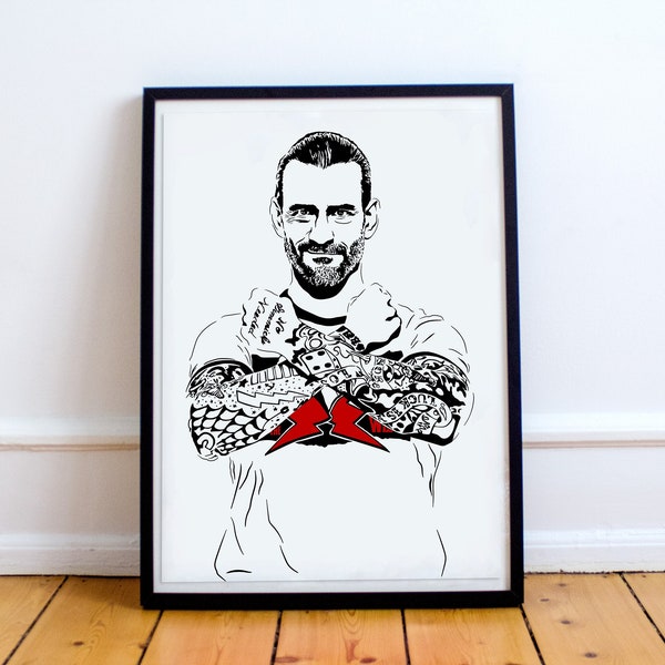 CM Punk Art Print - Original Poster of the Best Wrestler In The World  // wrestling fan gift // straight edge // indie icon // go to sleep