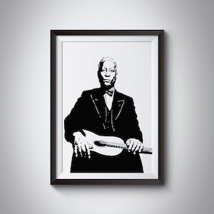 Leadbelly Art Print - Amazing Illustration of the Legendary Blues Guitarist // guitarist gift  // music lover // african american history