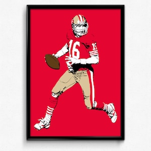 Joe Montana Art Print - Awesome Illustration of the San Francisco 49ers Quarterback // Niners fans // Football legend // gifts for him