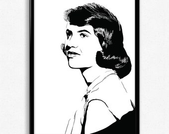 Sylvia Plath Art Print - High-Quality Illustration of the Inspirational Poet // gifts for english majors // poetry gift // new england art
