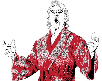 Ric Flair Print - Awesome Poster of the Legendary Nature Boy  // Wrestling gift // 80s wrestling // childhood hero // USA // WOOOOOOOOOOOO