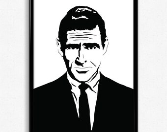 Rod Serling Art Print - Awesome Illustration of Host and Creator of The Twilight Zone // classic american tv  // supernatural series
