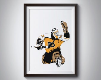 Ron Hextall Art Print - Original Illustration of the Legendary Philadelphia Flyers Goalie  // philly fans // hockey gift // sports poster