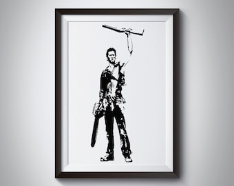 Army of Darkness Art Print - Awesome Illustration of Bruce Campbell as Ash // horror film fan // evil dead films // gifts for him