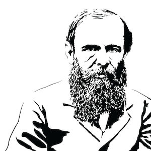 Fyodor Dostoevsky Art Print - llustration of the Russian Novelist and Philosopher // gifts for english majors // writer gift // Russia