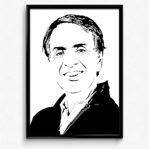 Carl Sagan Art Print - High-Quality Illustration of the Brilliant Cosmologist // gifts for scientists // science lovers // gift for teachers