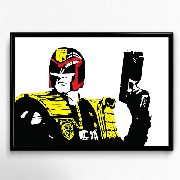 Judge Dredd Art Print - Original Illustration of Sylvester Stallone as Dredd // gifts for him // cheesy action film // i am the law