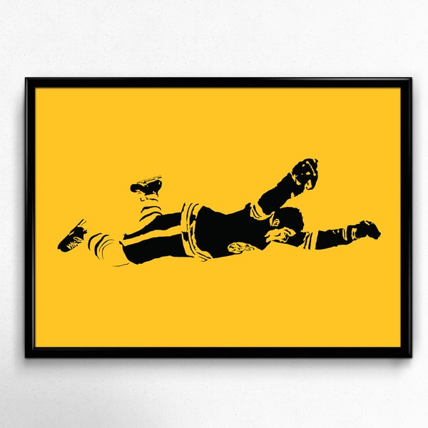 Bobby Orr Art Print - Awesome Illustration of the Legendary Boston Bruins Defensemen // Bruins fans // hockey gift // gifts for him
