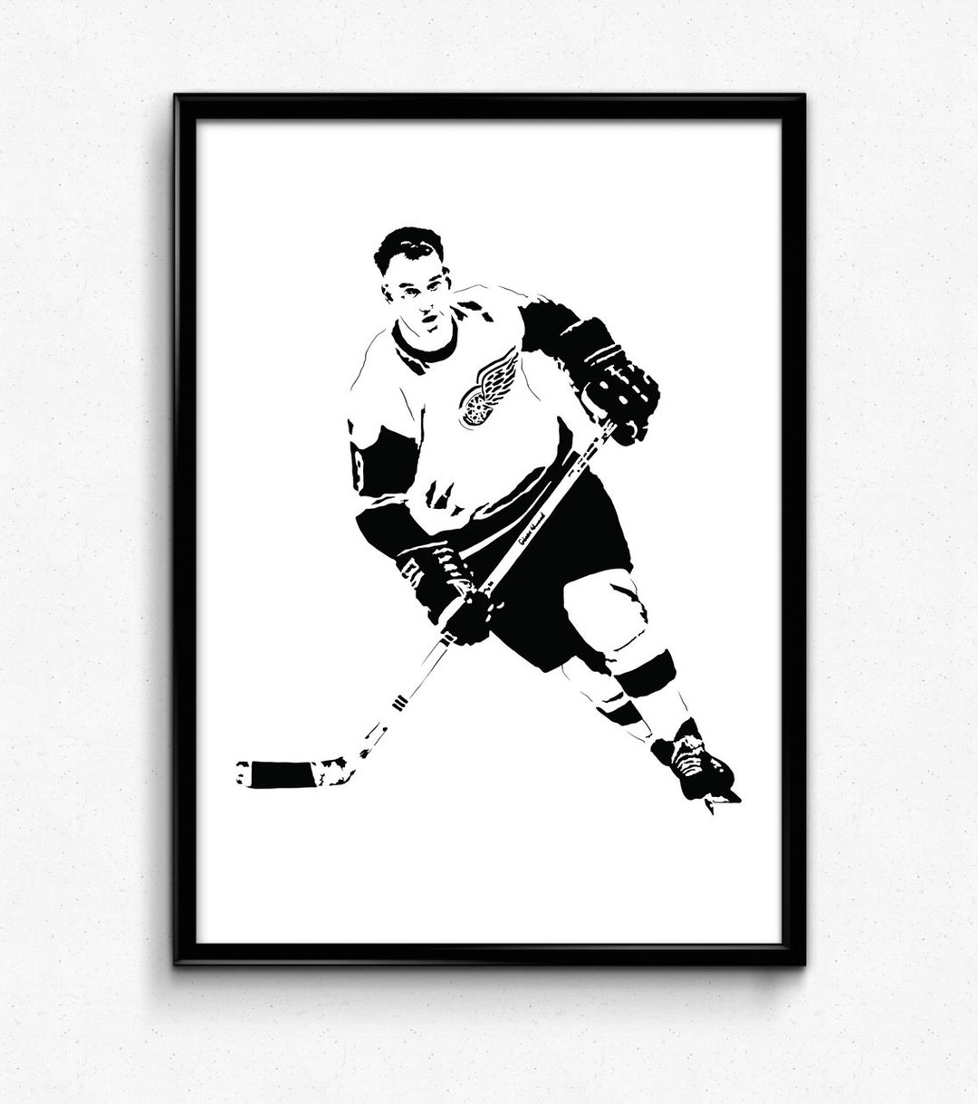 Gordie Howe Art Print Awesome Illustration of the Mr Hockey // Red