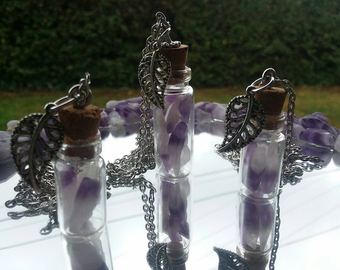 February birthstone Womans gift Crystals. Jewelry Amethyst jar pendant necklace Necklace Birthday gift Amethyst Amethyst necklace