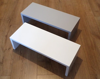 Handmade laptop stand monitor screen riser plinth for desk desktop iMac White Grey MDF widths 40/50/80cm