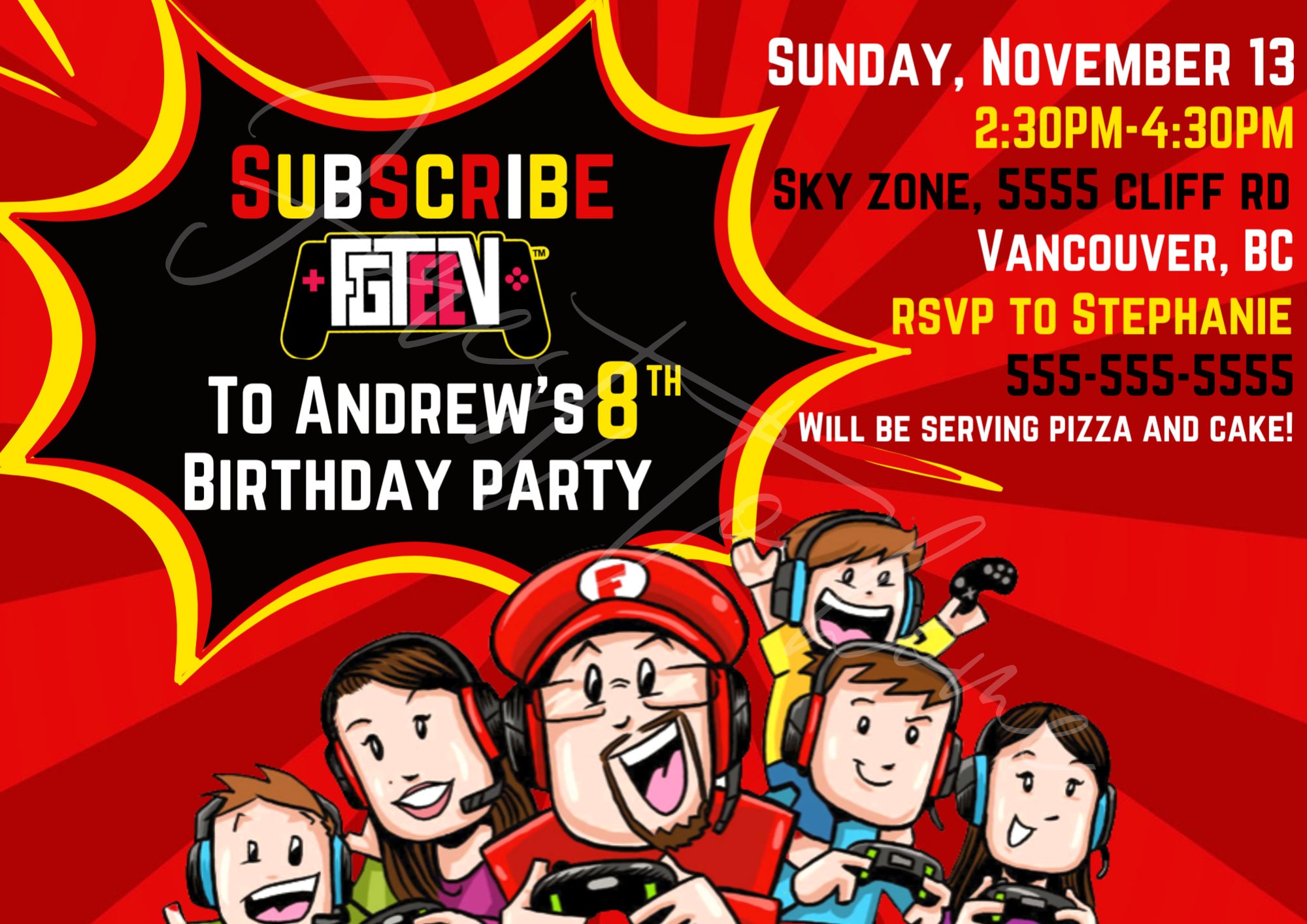 FGTEEV Birthday Party Invitation - Etsy
