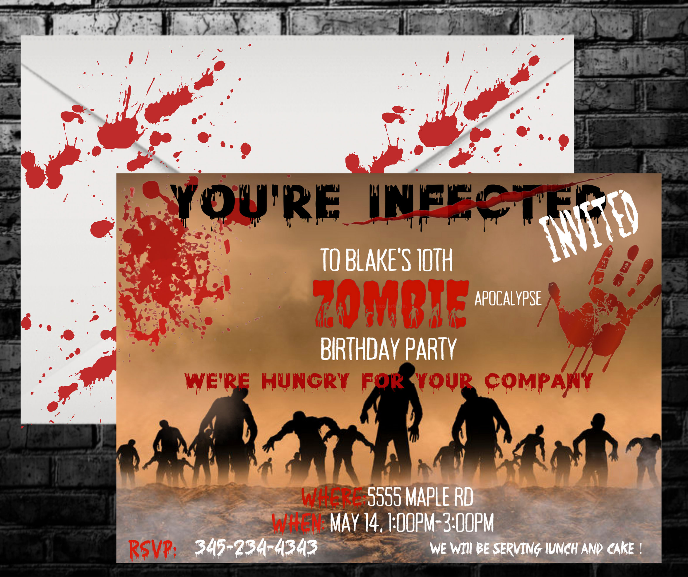 Zombie Party Invitation Zombie Birthday Zombie Invite Etsy