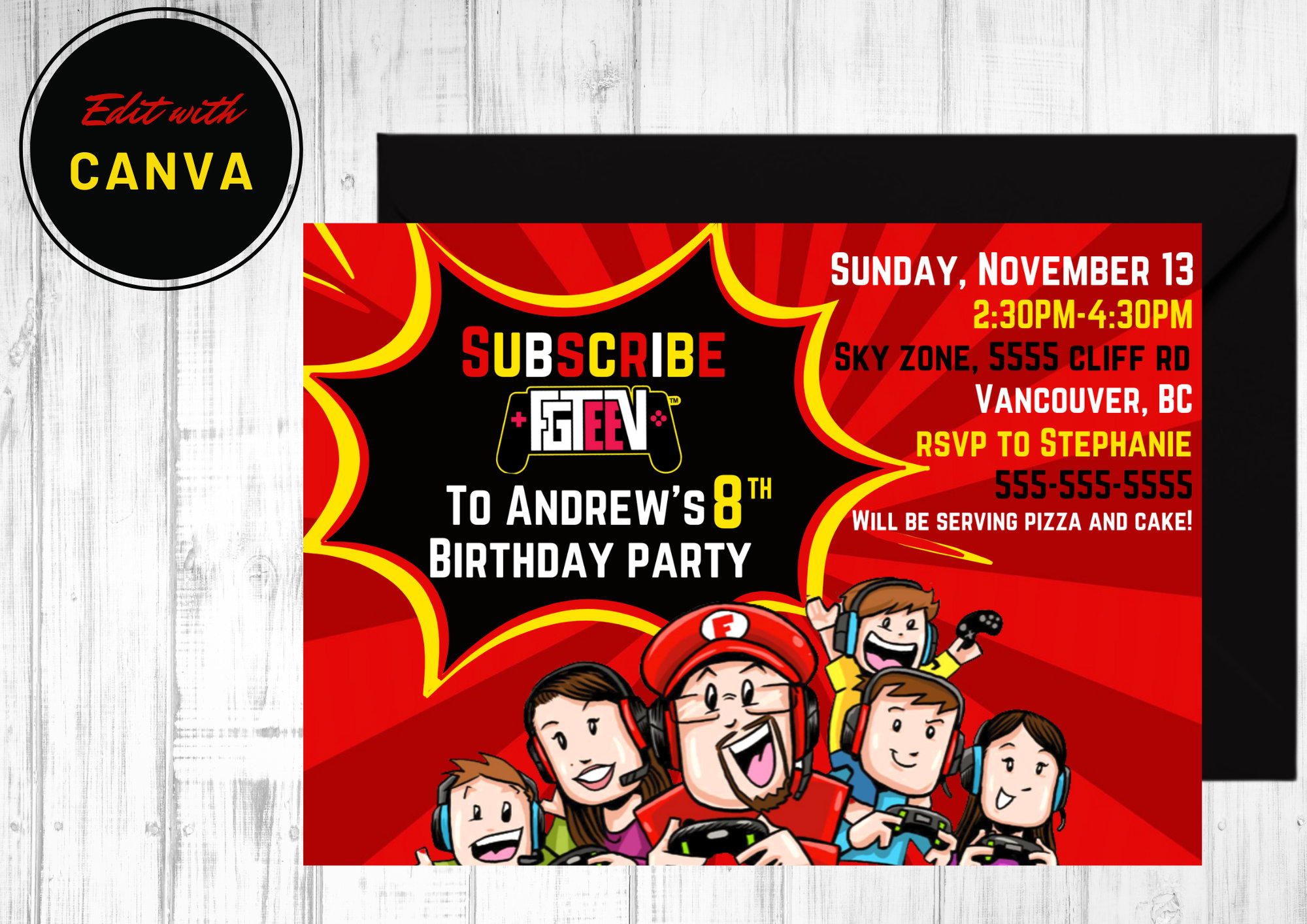 FGTEEV Birthday Party Invitation - Etsy