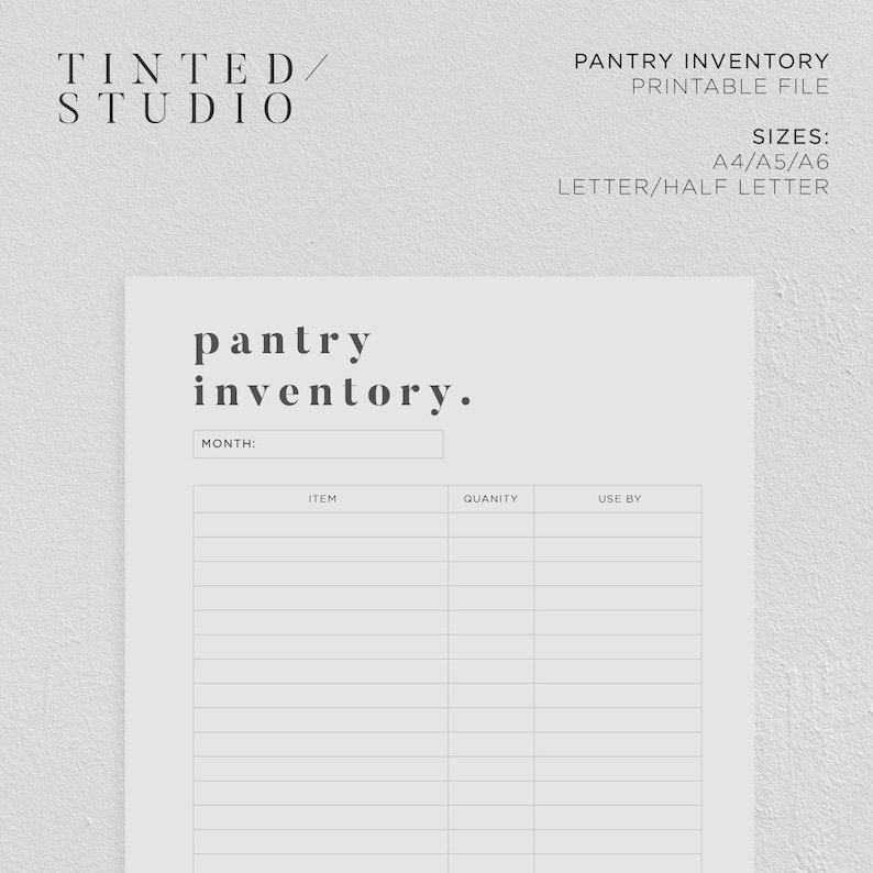 Pantry Stock Printable Variety 01 Dinner Designing A4 A5 A6 50 % Letter Letter graphic regarding Pantry Inventory Printable titled Pantry Stock Printable Assortment 01 Supper Coming up with A4 A5 A6 50 percent Letter Letter