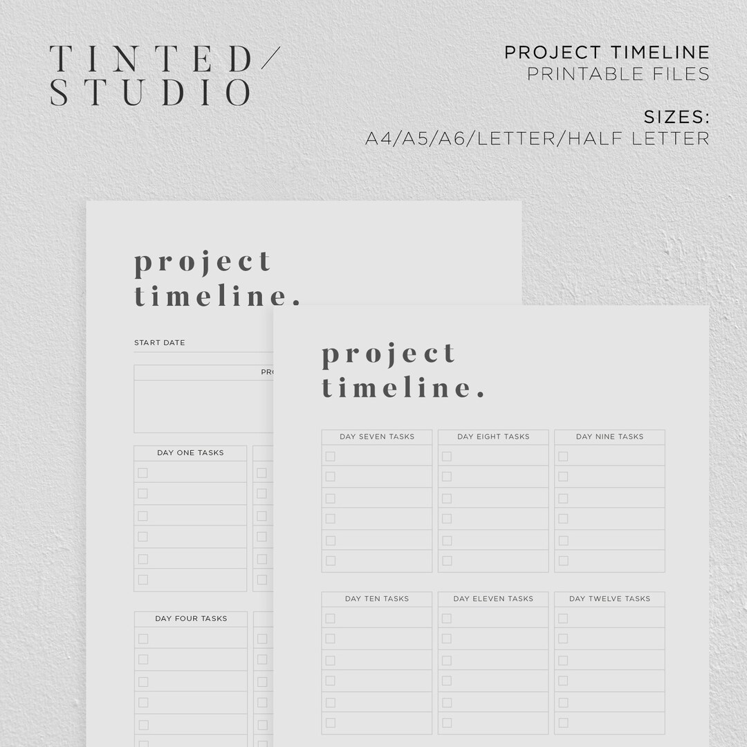 Project Timeline Printable 12 Days | Collection 01 | Student Planning ...