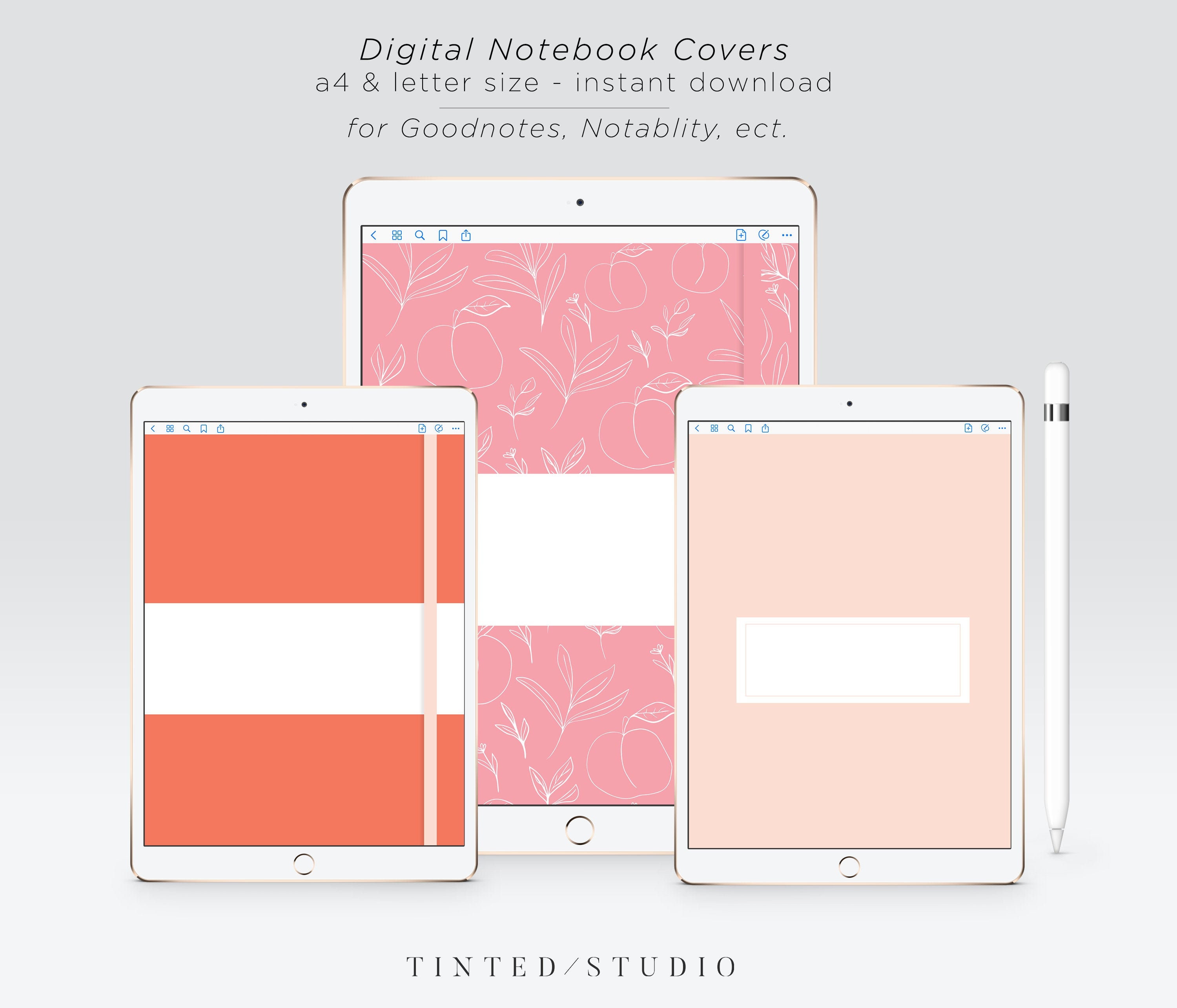 Digital Notebook Covers Set A4 Letter Size GoodNotes iPad Etsy