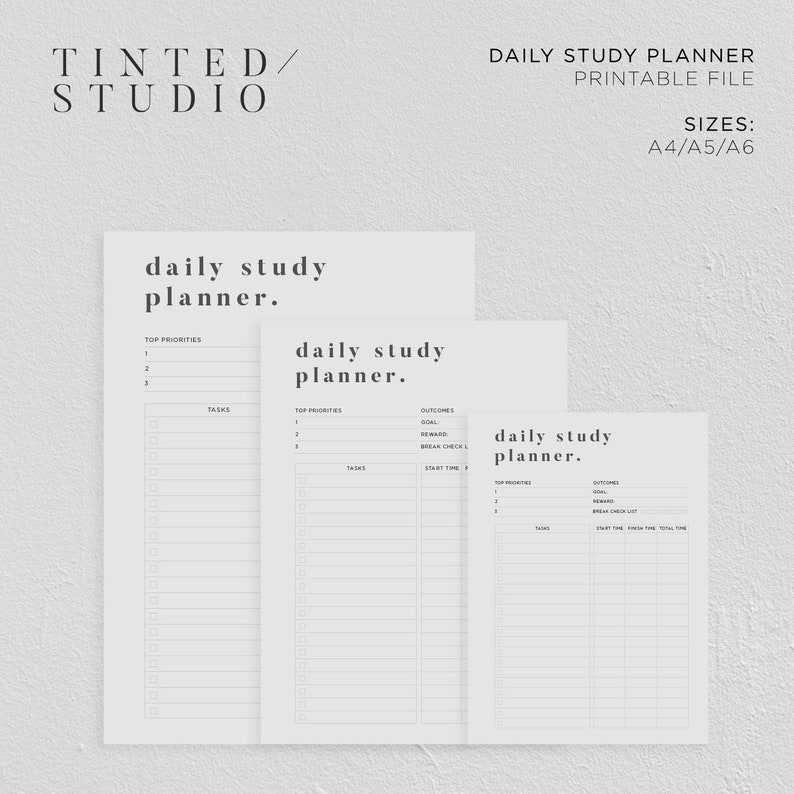 Daily Study Planner Printable Collection 01 Student Etsy