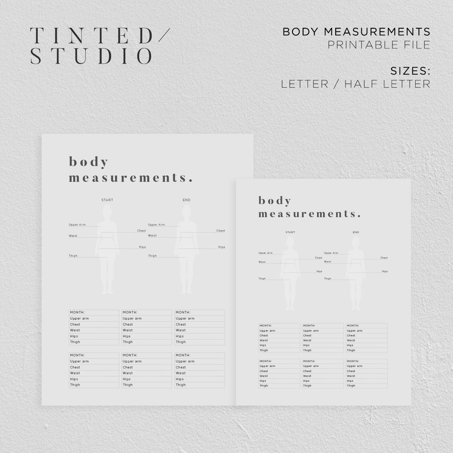 Body Measurements Printable Collection 01 Fitness Planning - Etsy UK