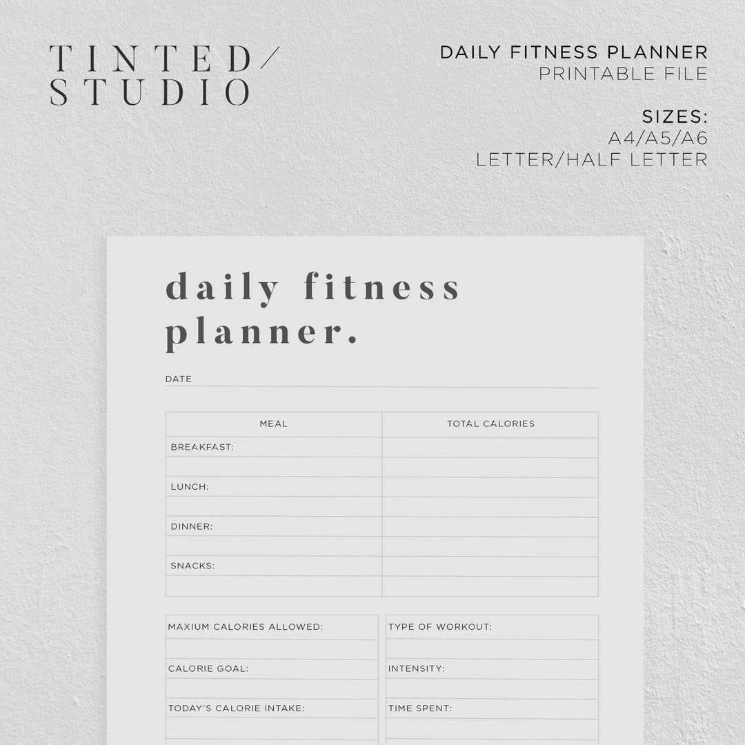 Daily Fitness Planner Printable Planner Insert | Collection 01 ...
